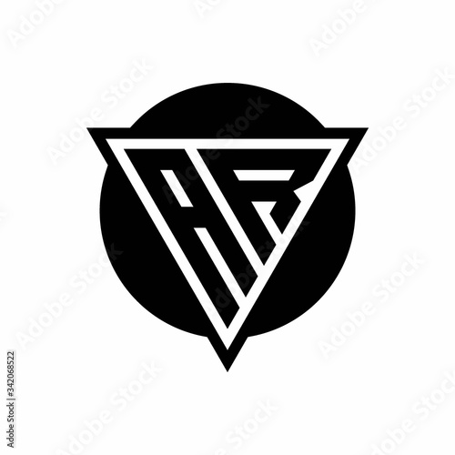 AR logo with negative space triangle and circle shape design template