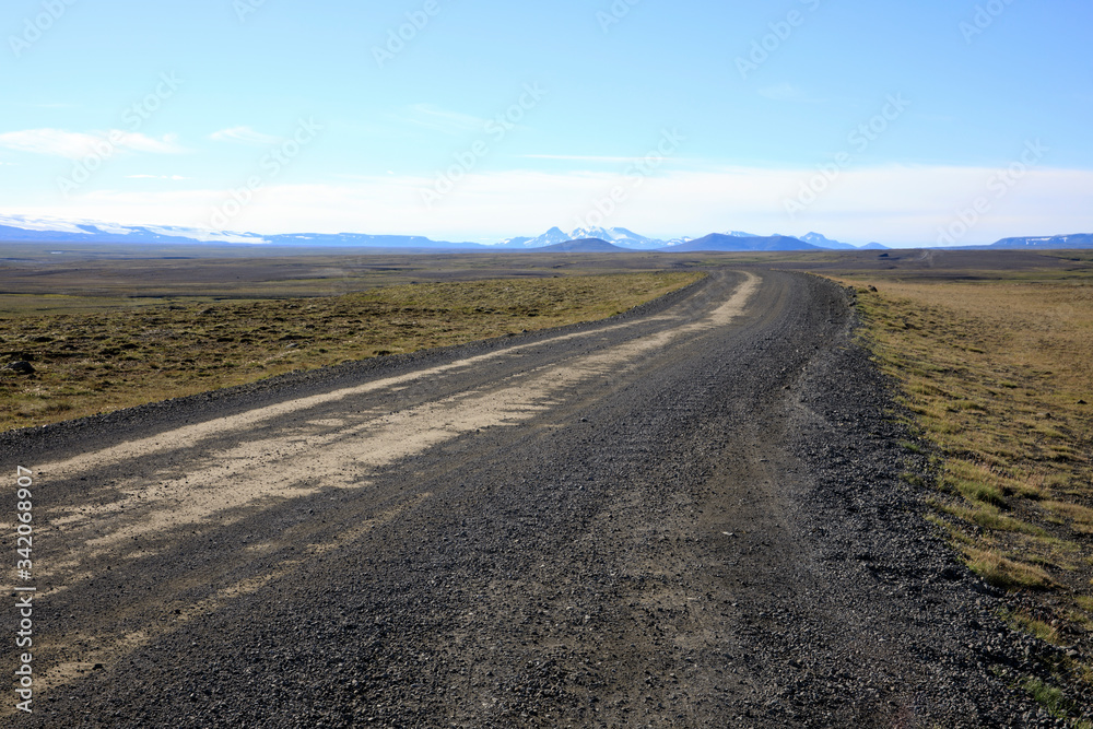 Kjolur / Iceland - August 25, 2017: The Kjolur Highland Road, Iceland, Europe