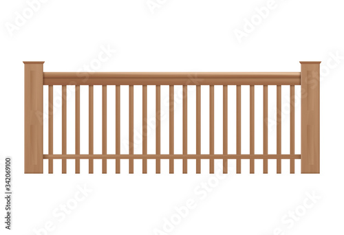 Fotobehang Wooden handrails, banister or fencing realistic vector illustration isolated