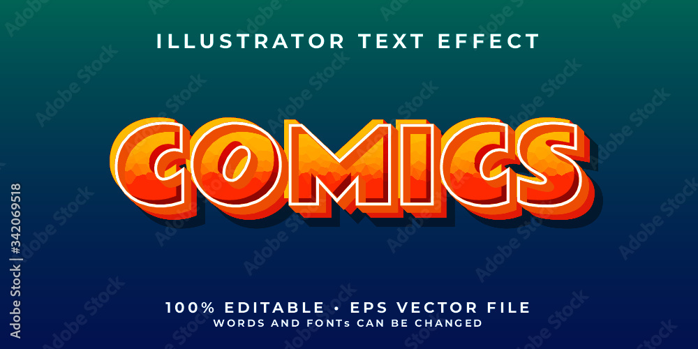Comics text effect with modern 3d design, gradient font complete set alphabet