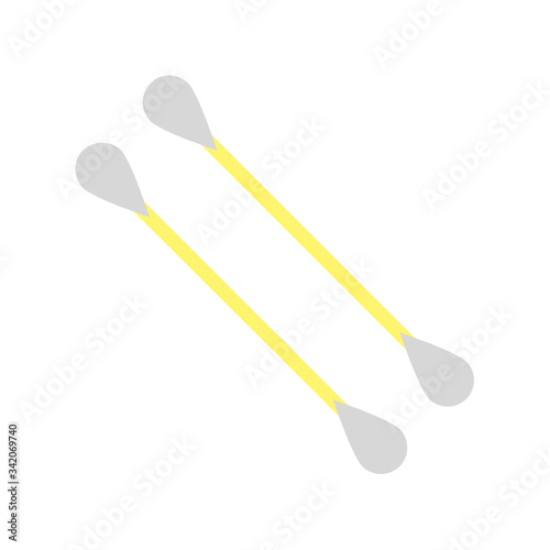 Ear wax cleaning handheld plastic short rod vector color icon design, Cotton swab Pair Concept, body cleanliness tool on white background, 