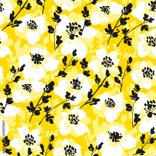 Sunny yellow abstract flowe...