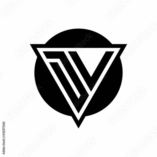 DV logo with negative space triangle and circle shape design template