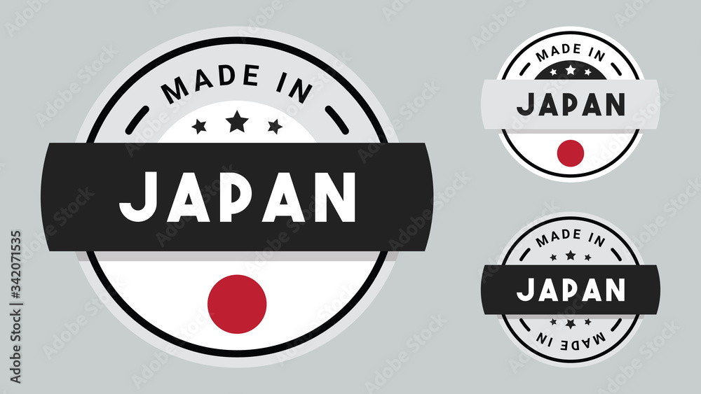 Made in Japan collection of ribbon, label, stickers, badge, icon and page curl with Japan flag symbol. Made in Japan collection of ribbon, label, stickers, badge, icon and page curl with Japan flag symbol.