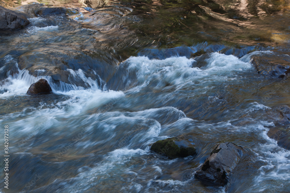 Water Cascading over rocks outdoors Water Cascading over rocks outdoors