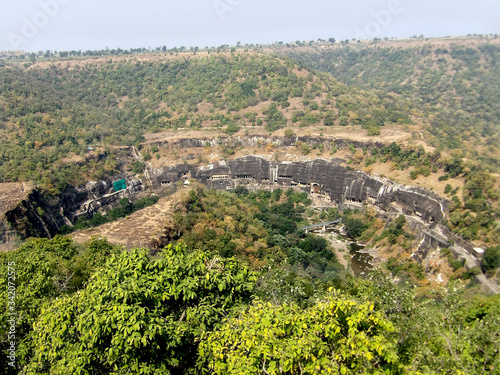 World Heritage site - Ajanta Buddhist caves in India photo