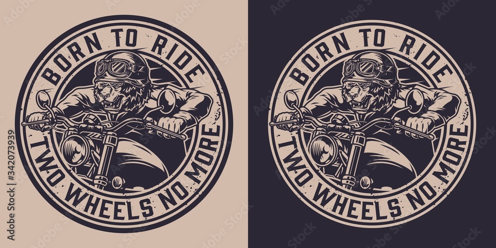 Motorcycle vintage monochrome emblem
