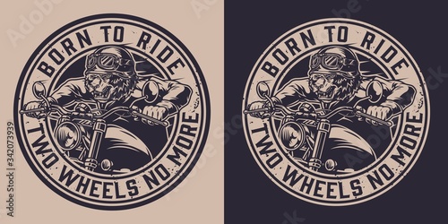 Motorcycle vintage monochrome emblem