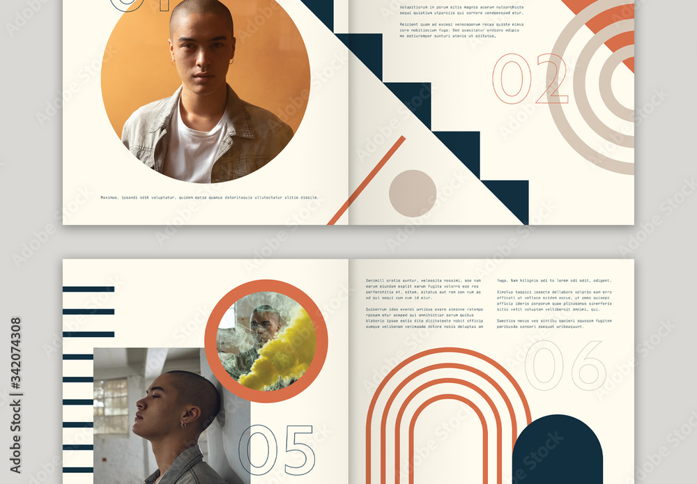 Booklet Layout with Geometric Elements Stock Template | Adobe Stock
