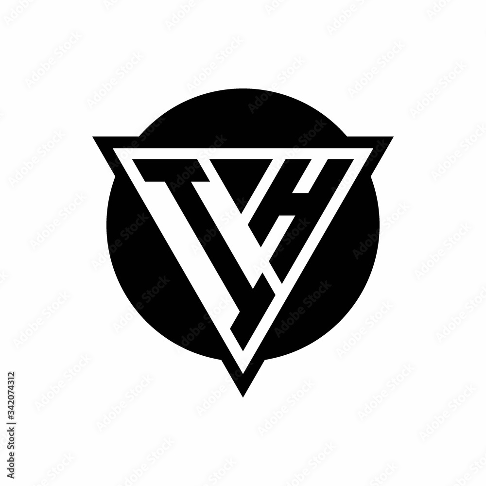 IH logo with negative space triangle and circle shape design template ...