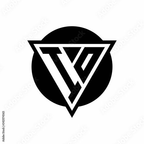 IO logo with negative space triangle and circle shape design template