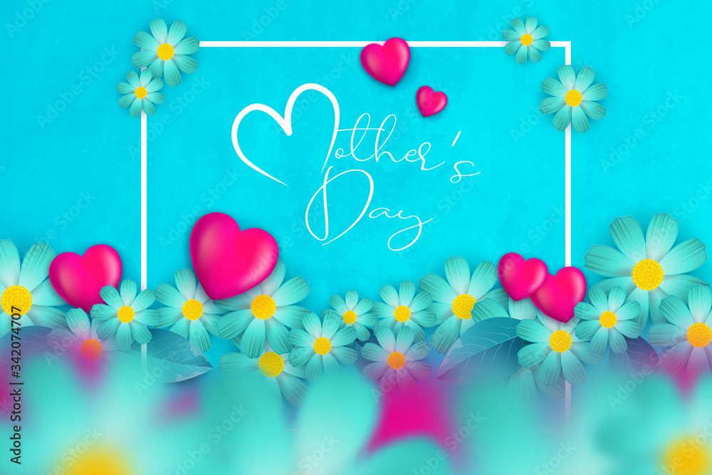 Obraz premium A postcard to the mother's day, with paper flowers and letter in.