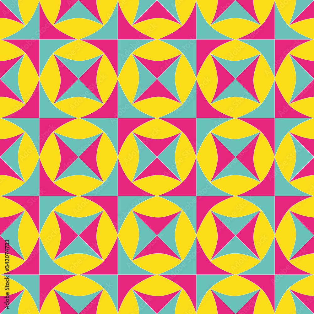 square seamless pattern. Geometric background. bright pattern with blue, pink, yellow square seamless pattern. Geometric background. bright pattern with blue, pink, yellow