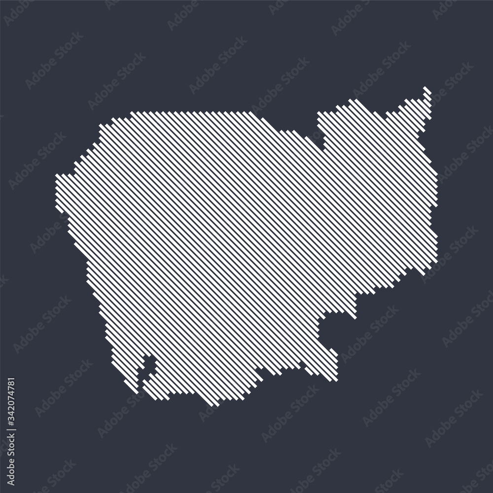 Stylized simple diagonal line map of Cambodia