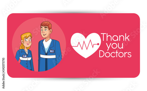 professional paramedics couple avatars characters