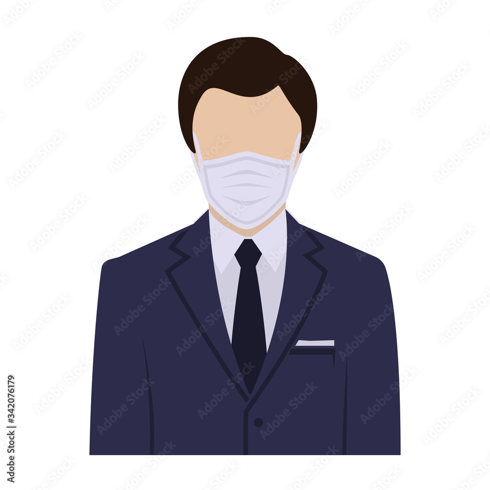 Faceless avatar businessman in a medical mask, icon. Vector illustration. Faceless avatar businessman in a medical mask, icon. Vector illustration.