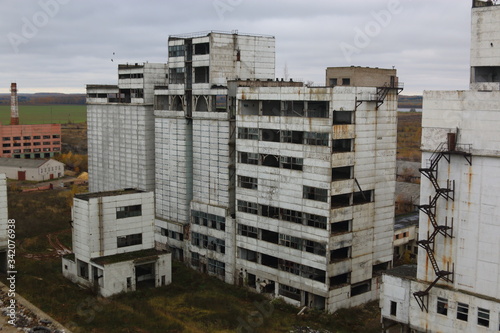 former abandoned grain storage bins