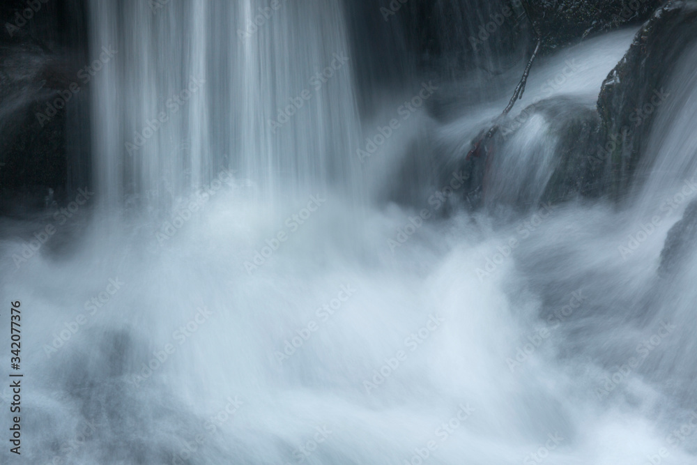 Silky, turbulent water of a small waterfall in Hebron, Connecticut. Silky, turbulent water of a small waterfall in Hebron, Connecticut.