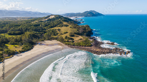 Aerial view of Ouvidor beach - Garopaba. Beautiful beach and montains in Santa Catarina, Brazil photo