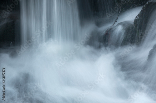 Silky  turbulent water of a small waterfall in Hebron  Connecticut.