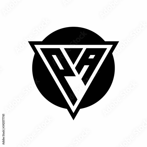 PA logo with negative space triangle and circle shape design template