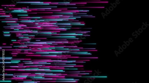 Retro background neon lines moving from left to right. Abstract colorful rain