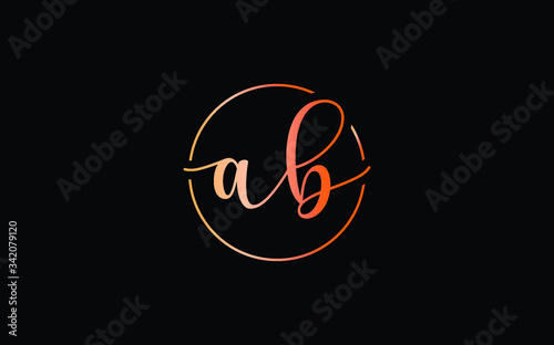 ab or ba and a, b Lowercase Cursive Letter Initial Logo Design, Vector Template