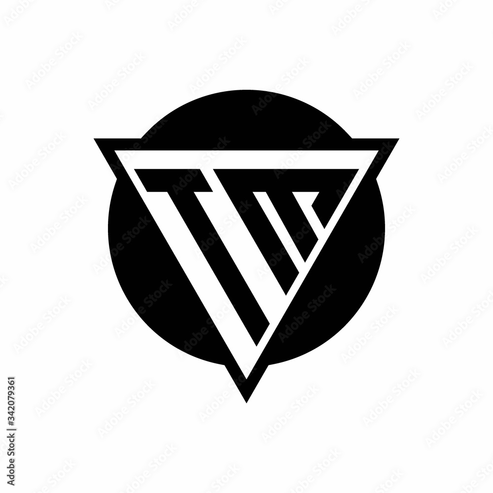 TM logo with negative space triangle and circle shape design template ...