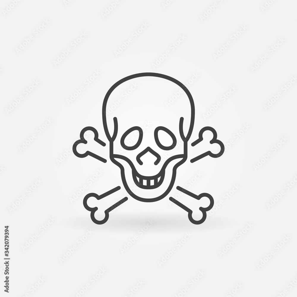 Skull and Bones vector concept icon or sign in outline style