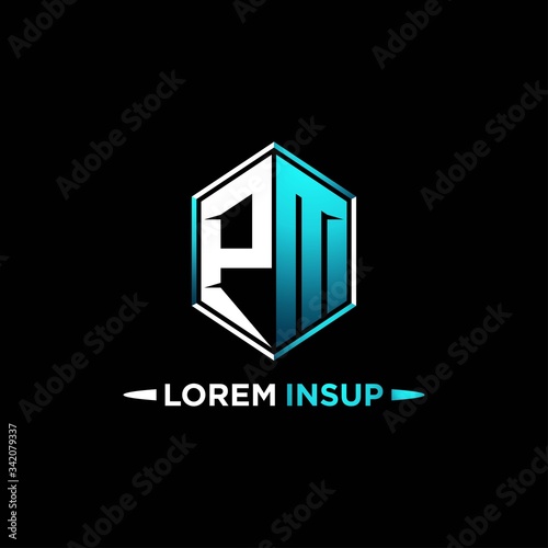 PM initial hexagon logo monogram designs modern templates .