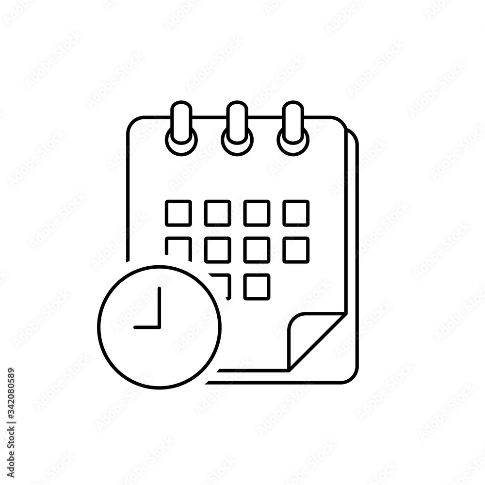 Calendar vector icon. Time, clock sign. Deadline icon