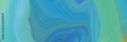 modern curvy waves background design with cadet blue, teal blue and pastel blue color