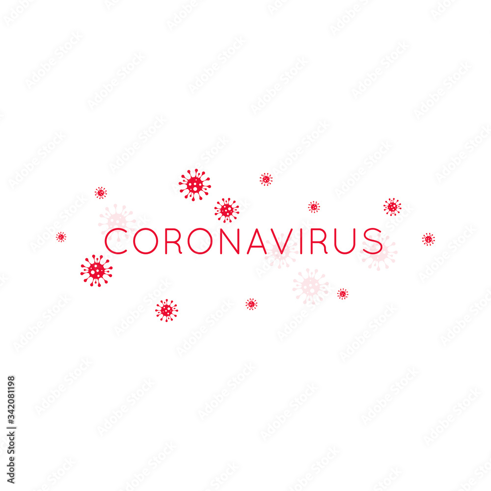 The inscription coronovirus with a viral infection. Virus Covid 19 vector illustration.