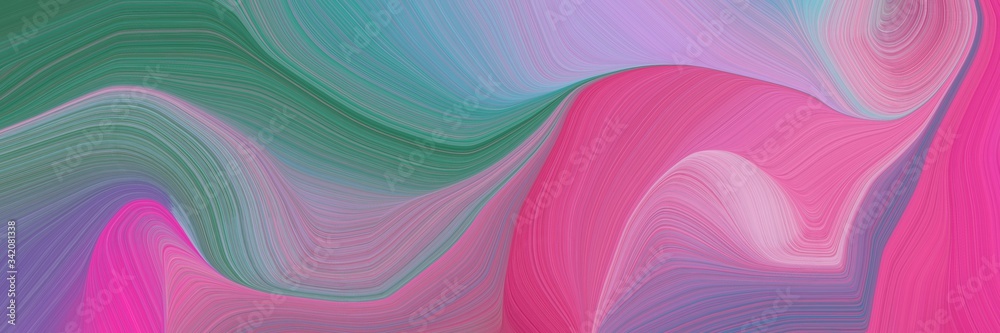 Fototapeta premium landscape orientation graphic with waves. elegant curvy swirl waves background design with pale violet red, teal blue and slate gray color