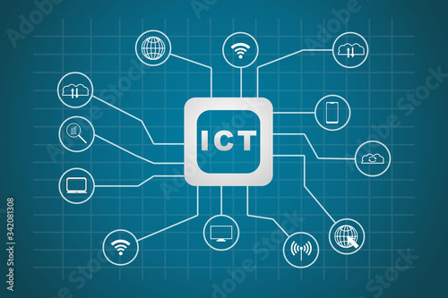 Information and Communication Technology (ICT) icons vector