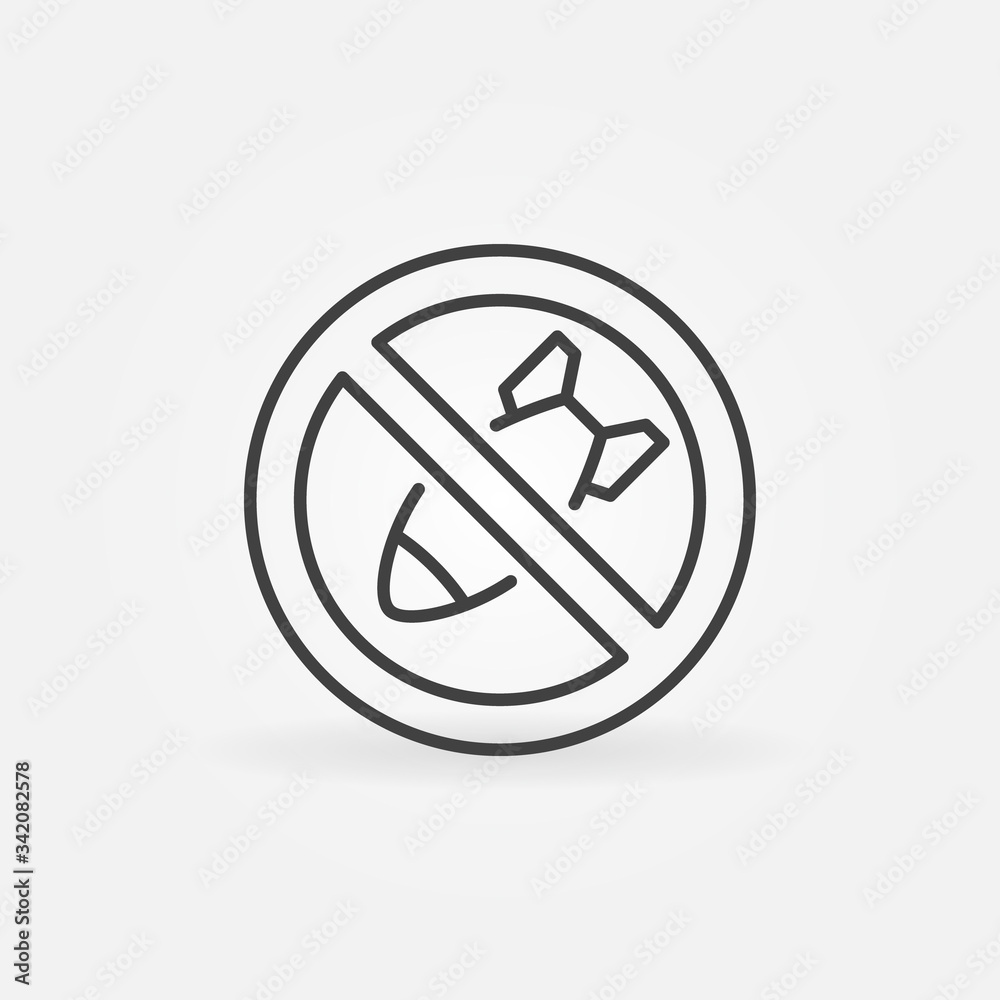 Stop Bombing linear icon - vector No War concept outline sign Stop Bombing linear icon - vector No War concept outline sign