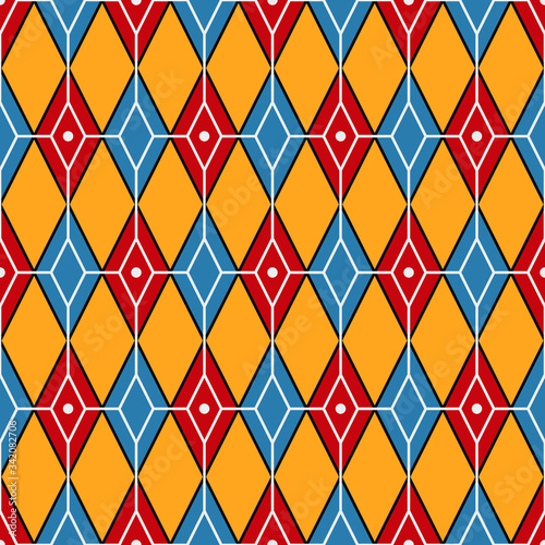 Seamless color background with romb and lines in medieval style