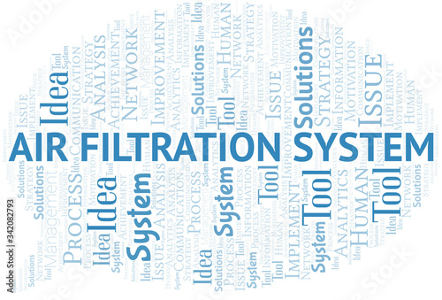 Air Filtration System typography vector word cloud.