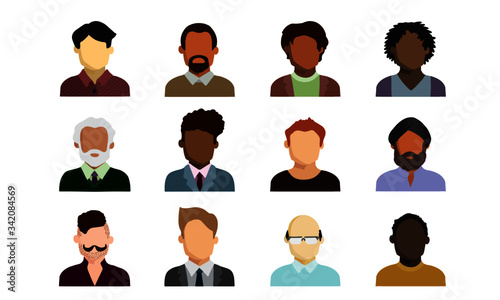 Set of Diverse Men Avatars