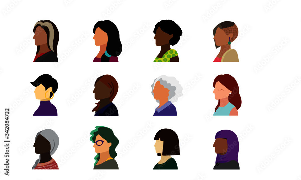 Set of Diverse Women Avatars- Profile Set of Diverse Women Avatars- Profile