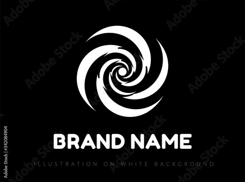 Abstract spiral circle design. Vector logo on black