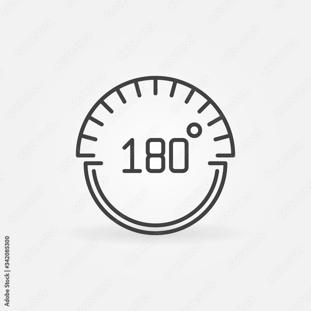 180 degrees vector concept icon or symbol in linear style 180 degrees vector concept icon or symbol in linear style