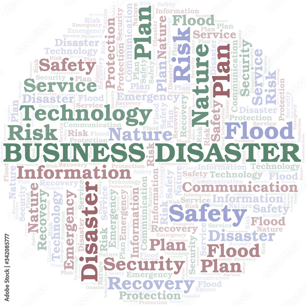 Business Disaster typography vector word cloud.