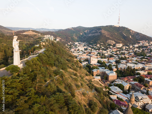 Aerial view to Monument Mother of Georgia Kartlis Deda in Georgia photo