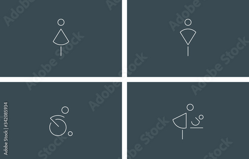 Toilet symbols. Public Toilets icons, line vector illustrations 