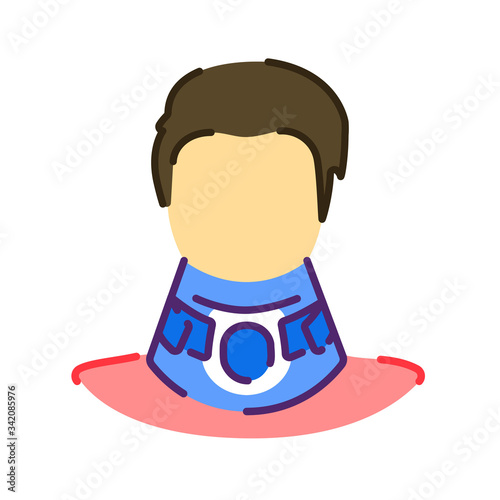 Orthopedic cervical neck collar flat color icon.Traumatic head and neck injuries treatment