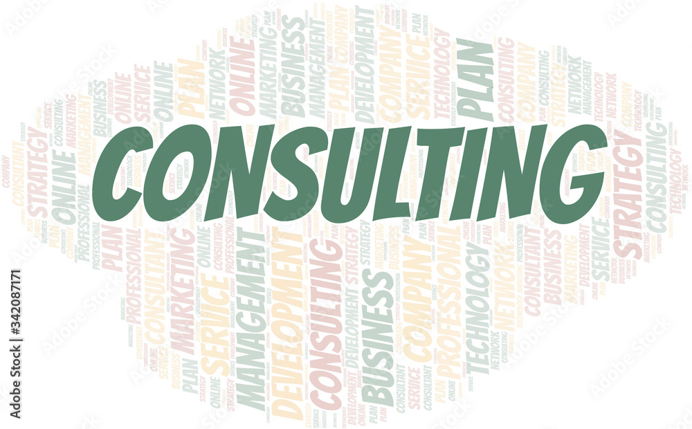 Obraz premium Consulting typography vector word cloud.
