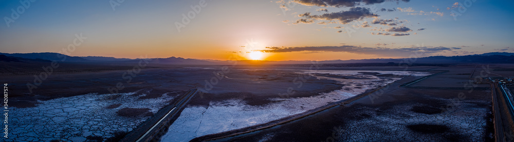 Desert panorama view at sunset