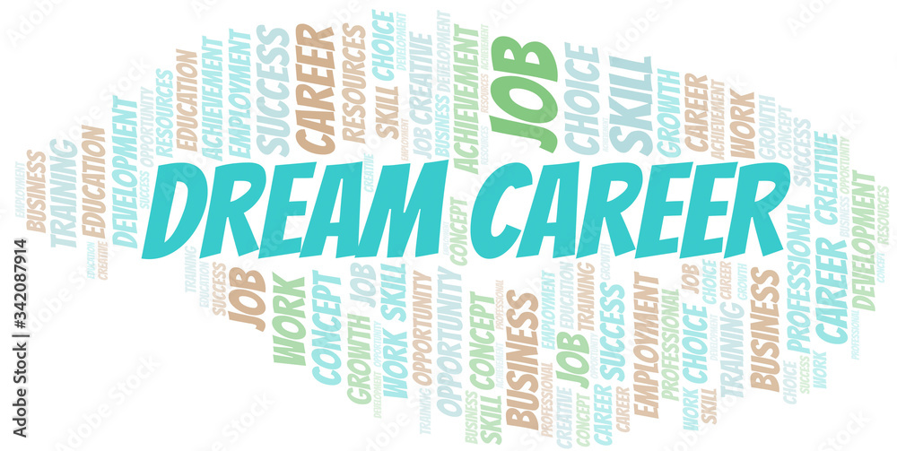 Dream Career typography vector word cloud. Dream Career typography vector word cloud.