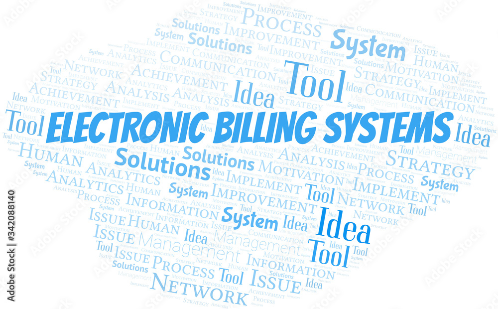 Electronic Billing Systems typography vector word cloud. Electronic Billing Systems typography vector word cloud.